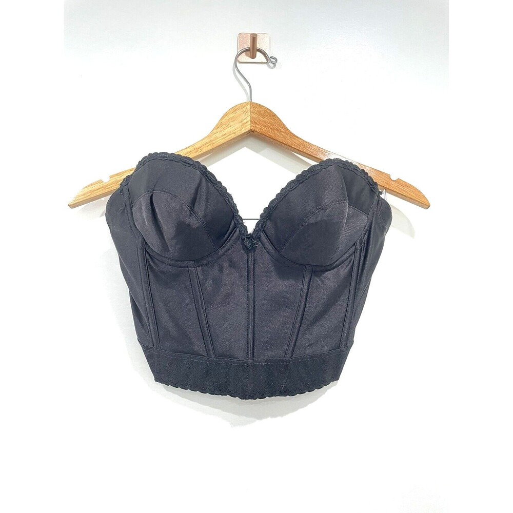 Vintage Subtract Longline Bra‎ Size 36B Black Bone In Strapless Padded Corset